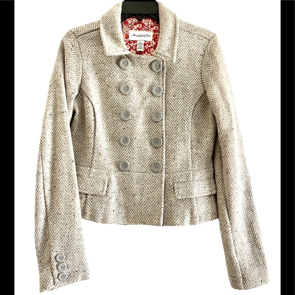 Abercrombie & Fitch Other - NWOT .Abercrombie wool double breasted coat w/ red floral lining.